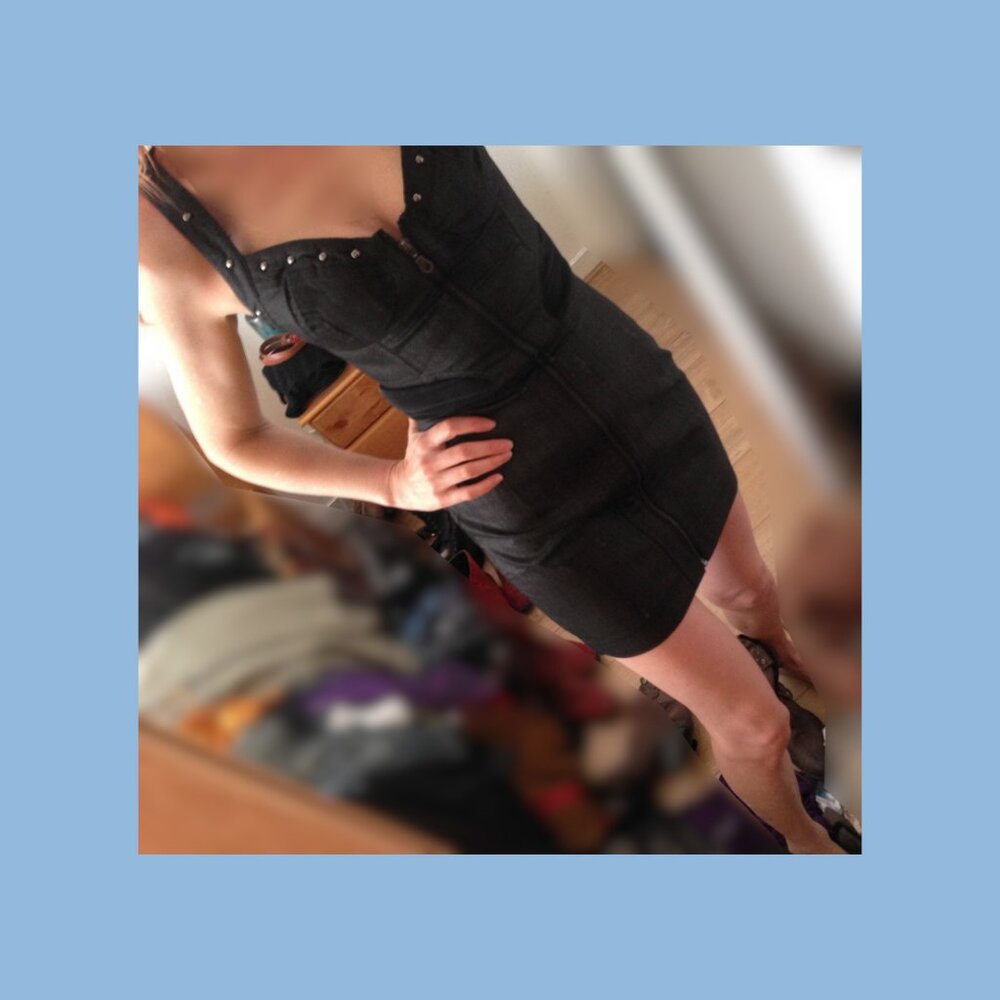 mini black denim dress studded zip edgy